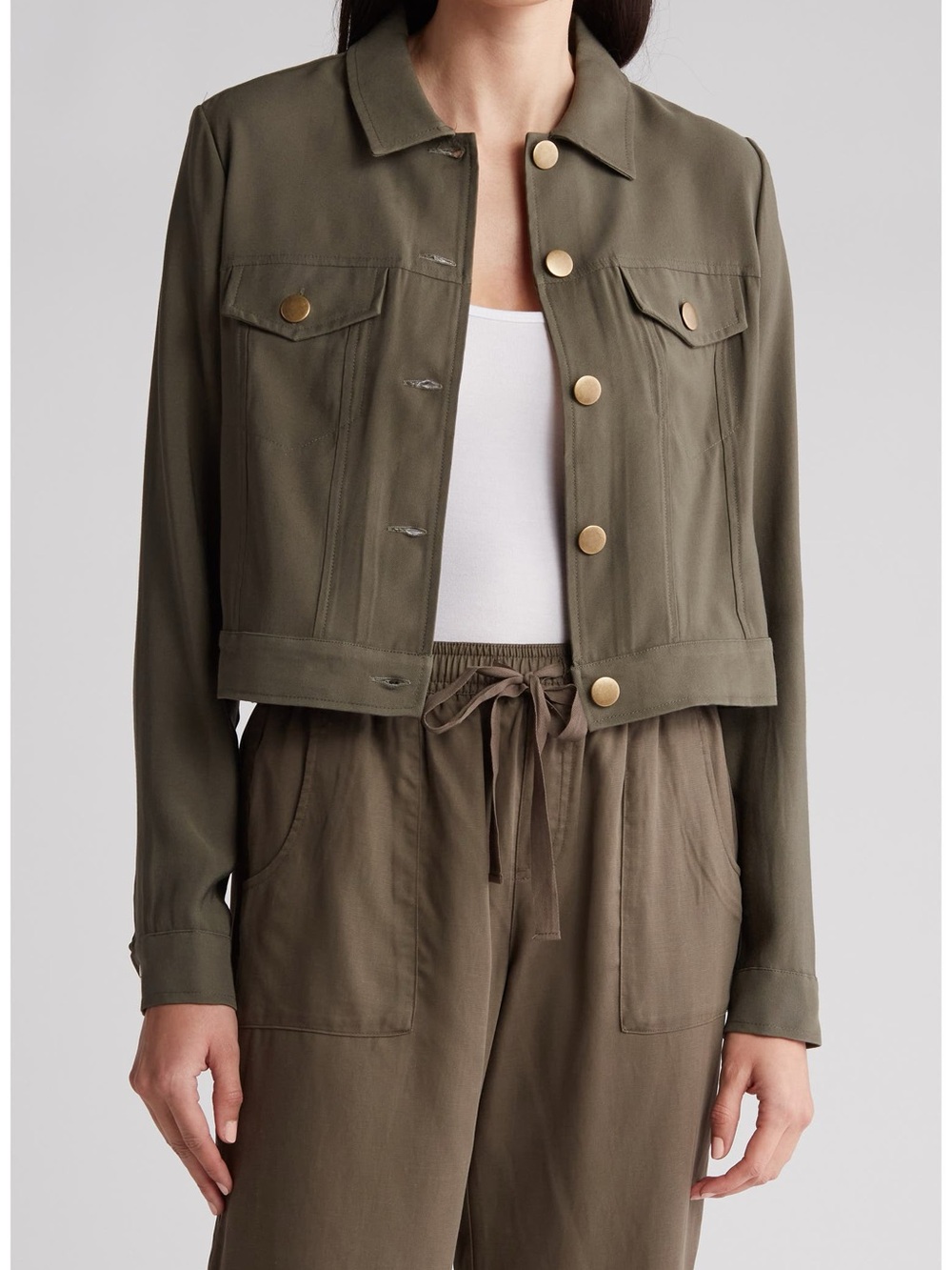 NWT Industry Cropped Jacket in Olive Green Small